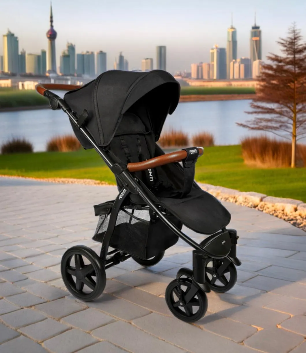 Pushchair Abenti Arezzo Pram Stroller Buggy Footmuff Rain Cover Baby Compact Black
