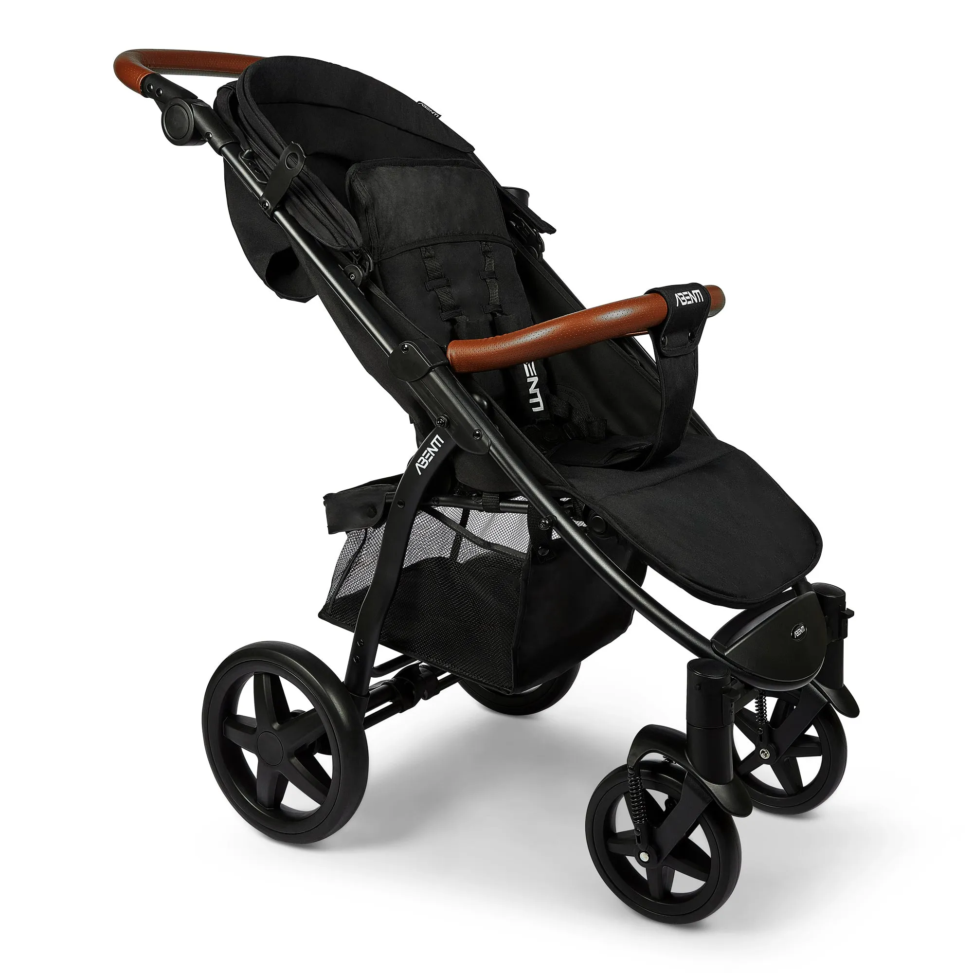 Pushchair Abenti Arezzo Pram Stroller Buggy Footmuff Rain Cover Baby Compact Black