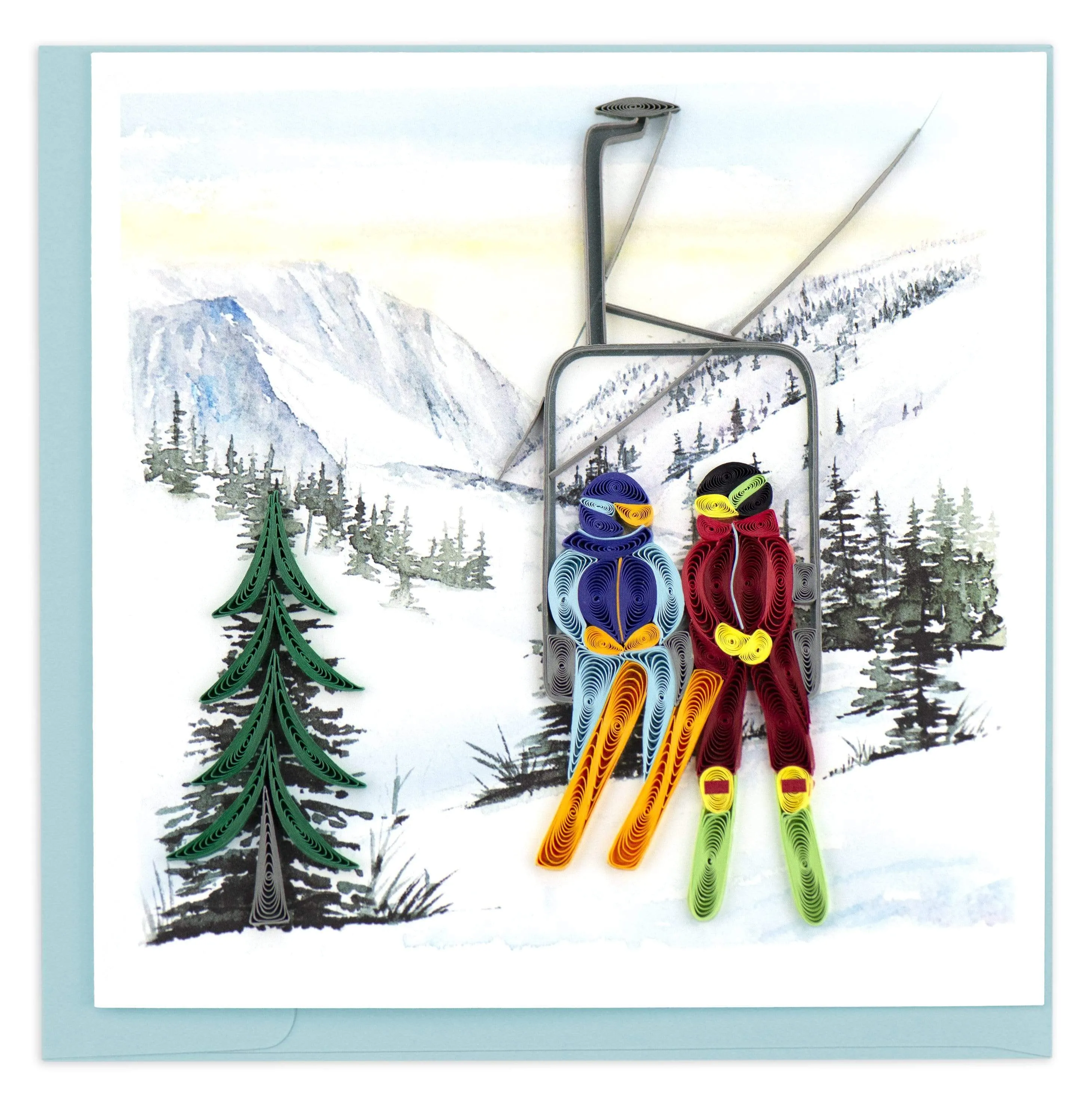 Quilled Ski Lift Greeting Card