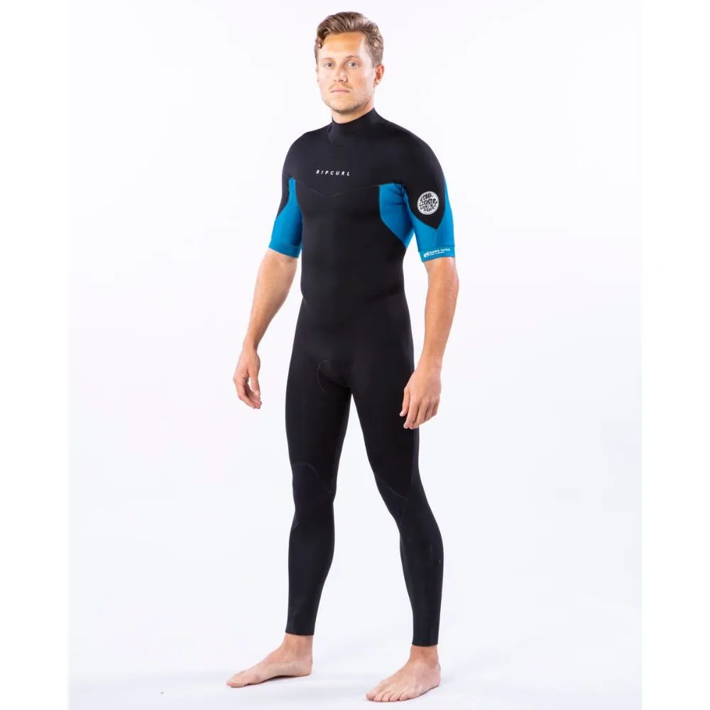 RIP CURL DAWN PATROL 2MM SHORT SLEEVE BACK ZIP BLUE