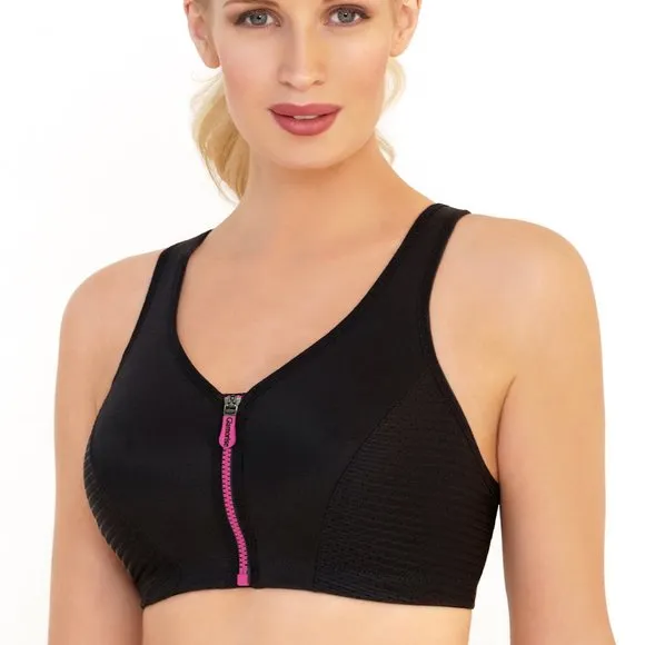 Set of 3! 34DD Glamorise SPORT Bra (DOUBLE-LAYER) Wicking HIGH-IMPACT BLACK NEW