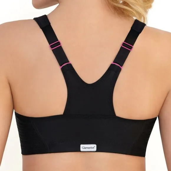 Set of 3! 34DD Glamorise SPORT Bra (DOUBLE-LAYER) Wicking HIGH-IMPACT BLACK NEW