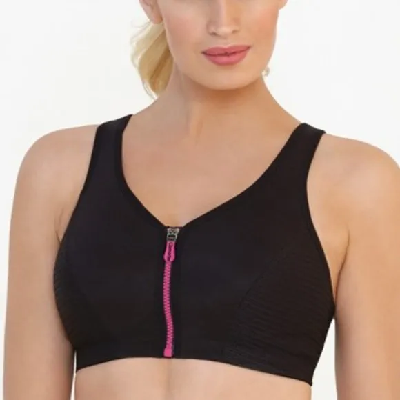 Set of 3! 34DD Glamorise SPORT Bra (DOUBLE-LAYER) Wicking HIGH-IMPACT BLACK NEW