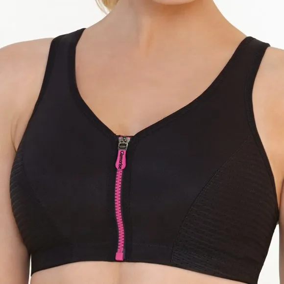Set of 3! 34DD Glamorise SPORT Bra (DOUBLE-LAYER) Wicking HIGH-IMPACT BLACK NEW