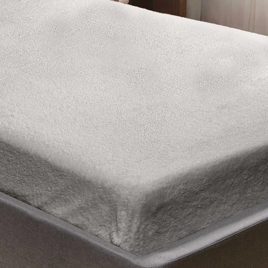 Sherpa Teddy Fleece Fitted Sheet - Silver