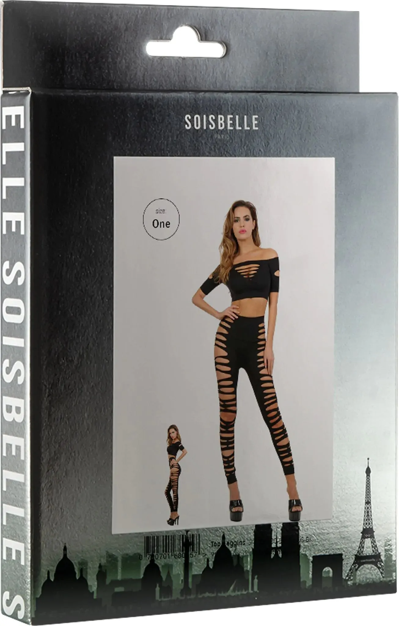 Soisbelle Paris - Opengewerkte Leggings   Top Set - One Size - Zwart