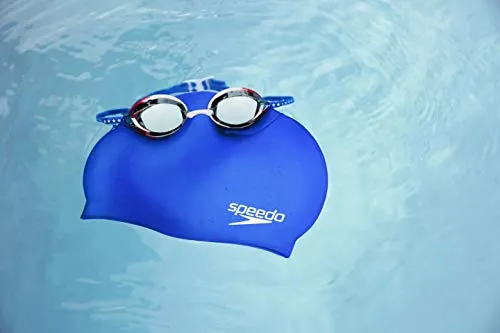 Speedo Silicone Solid Swim Cap, White, One Size/White
