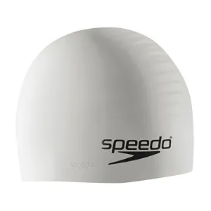 Speedo Silicone Solid Swim Cap, White, One Size/White