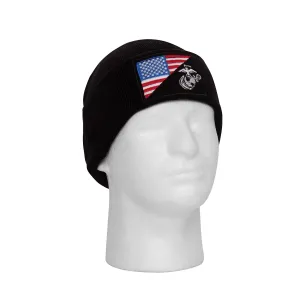 USMC Eagle, Globe and Anchor / US Flag Deluxe Fine Knit Watch Cap