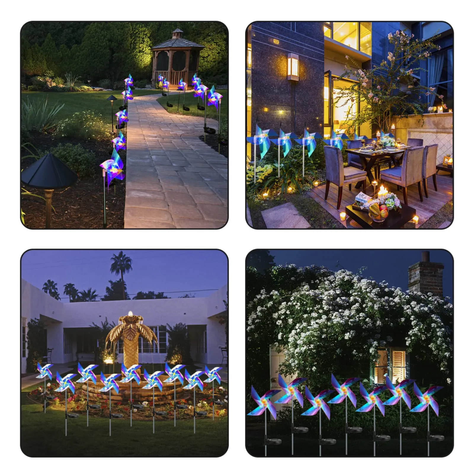 Woowooh Laser Solar Windmill Garden Light 2 Pack