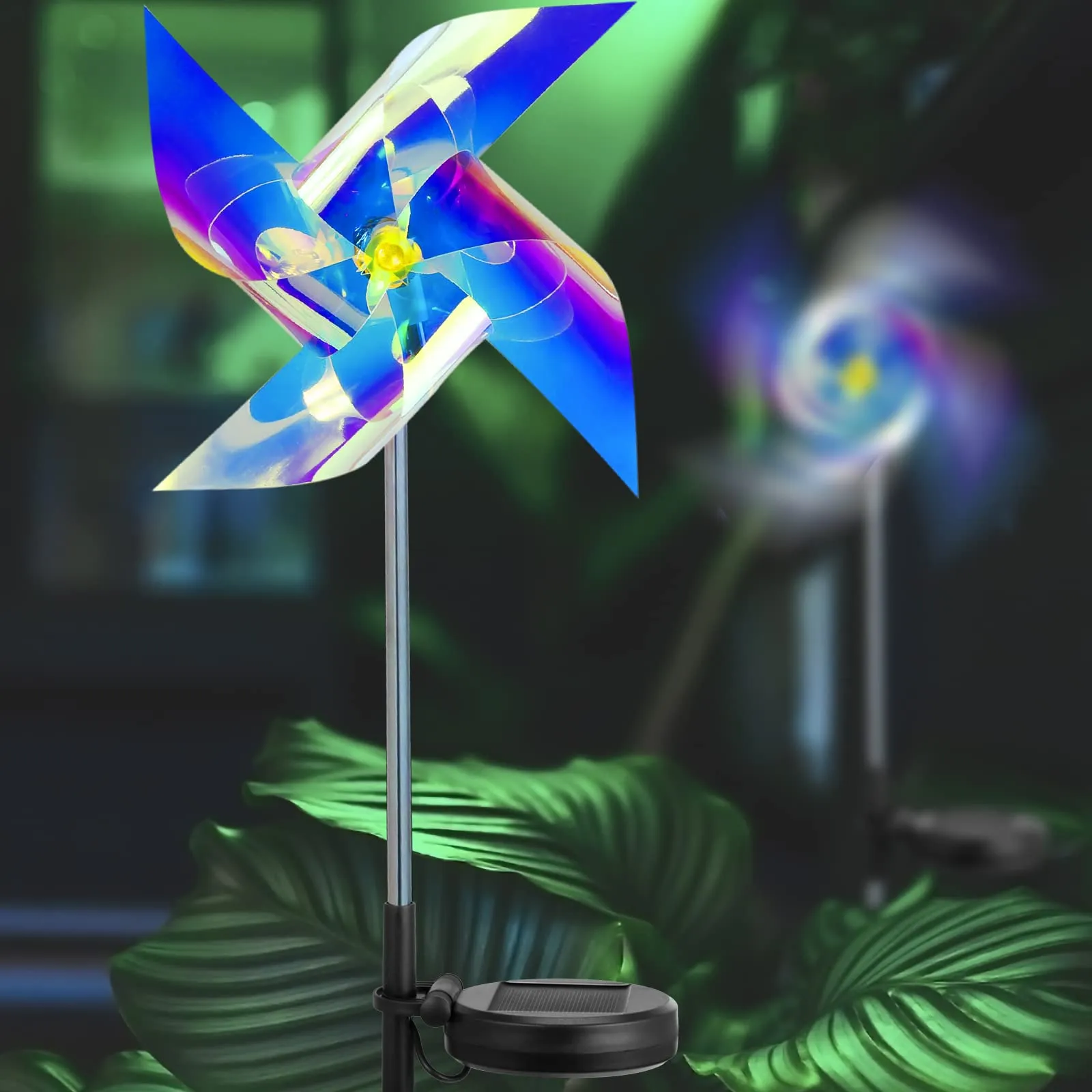 Woowooh Laser Solar Windmill Garden Light 2 Pack