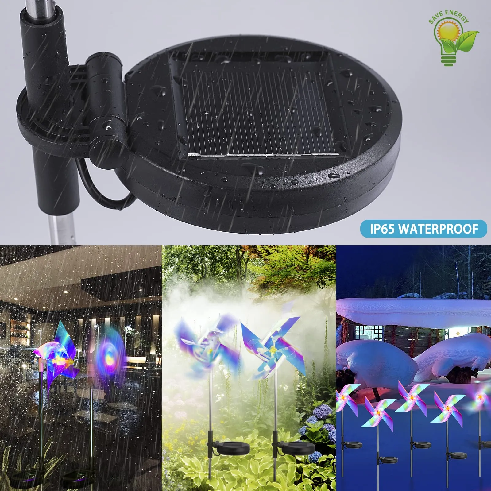 Woowooh Laser Solar Windmill Garden Light 2 Pack