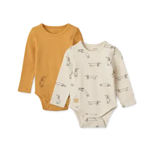 Yanni Doodle Dog Print Long Sleeve Baby Bodysuit (Pack of 2)