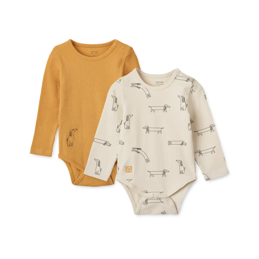 Yanni Doodle Dog Print Long Sleeve Baby Bodysuit (Pack of 2)
